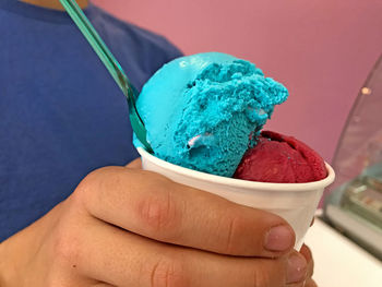 Close-up of woman holding ice cream