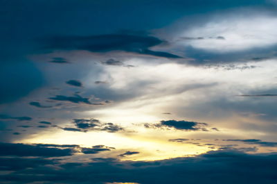 Low angle view of cloudy sky during sunset