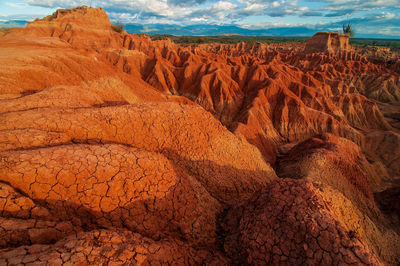 Scenic view of rocky mountains at tatacoa desert