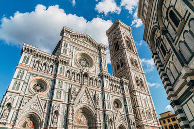 Low angle view of florence cathedral against sky in city