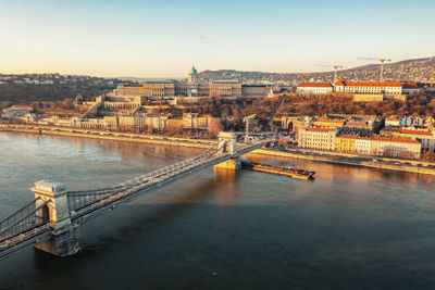 Bridge over danube river in budapest