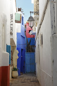 Colorful and narrow backyard in assila, morocco