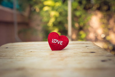 Close-up of heart shape on table