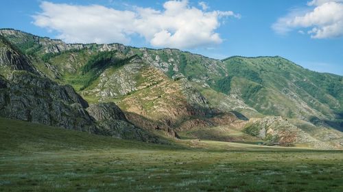 Scenic view of mountains against sky