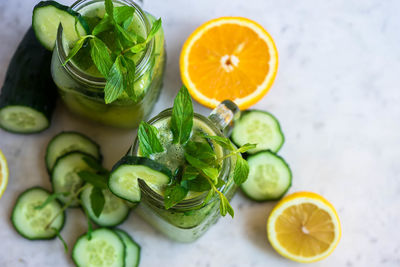 Close-up of served food on table