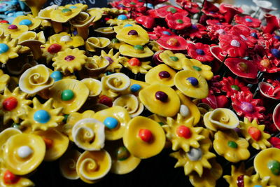 Full frame shot of multi colored candies for sale in market