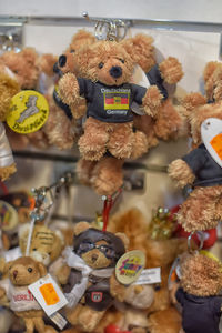 Close-up of toys for sale