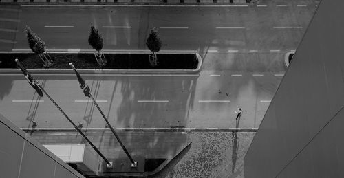 High angle view of street against sky