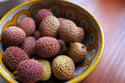 Close-up of fruits in plate