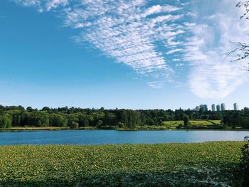 Scenic view of lake against sky