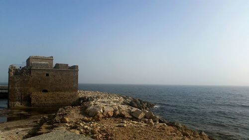 Scenic view of sea against clear sky