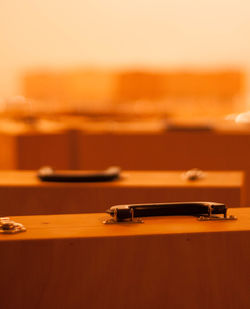 Close-up of wooden suitcases