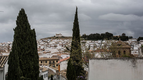 Panoramic view of old building in city against sky