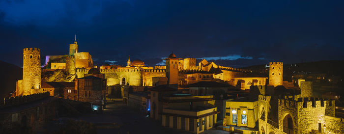 Illuminated buildings at night