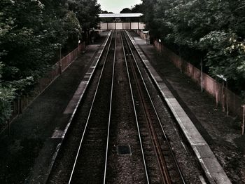 Railroad tracks on railroad track