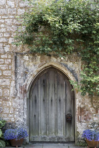 Closed door of old building