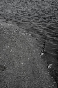 High angle view of sand on beach