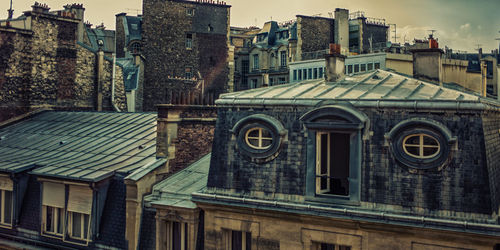 Low angle view of buildings in city