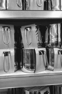 Close-up of wine glasses in kitchen