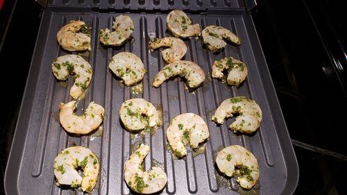 High angle view of vegetables on table
