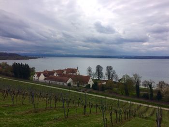 Scenic view of landscape against cloudy sky