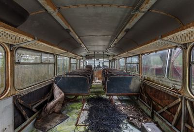 Interior of abandoned train