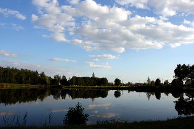 Scenic view of lake against sky