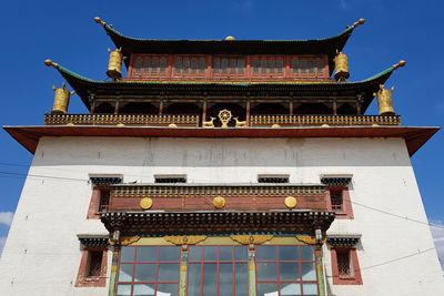 Low angle view of pagoda against sky