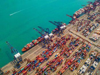 High angle view of commercial dock