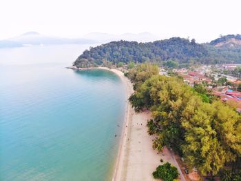 High angle view of beach against sky