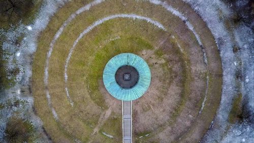 High angle view of built structure in water