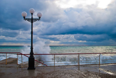 Scenic view of sea against cloudy sky