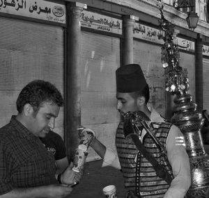 Men sitting at restaurant