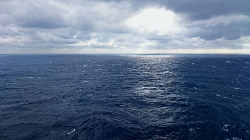 Scenic view of sea against cloudy sky