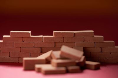 Close-up of wooden blocks on table