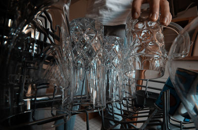 Midsection of person having food in restaurant