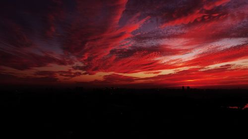 Scenic view of silhouette landscape against sky during sunset