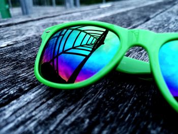 Close-up of sunglasses on table