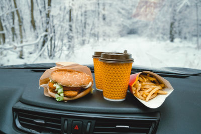 Close-up of food on table