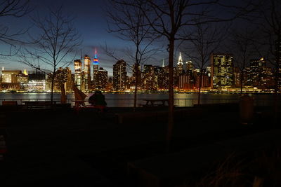Illuminated city at night
