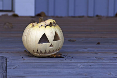 Close-up of pumpkin on table