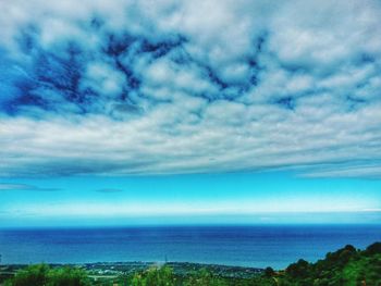 Scenic view of sea against cloudy sky