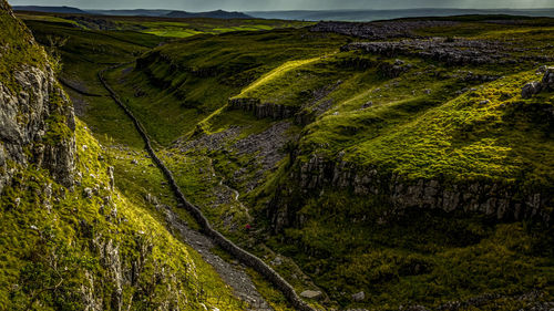 High angle view of land