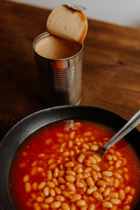 Plate with canned baked beans