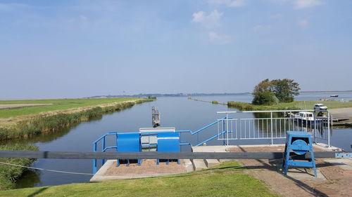 Scenic view of lake against clear sky