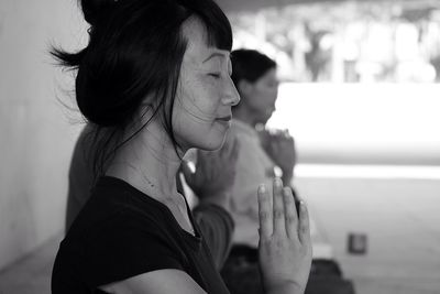 Boy with arms raised