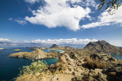 Panoramic view of sea against sky, padar komodo, indonesia 