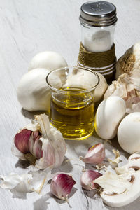 Close-up of drinks on table