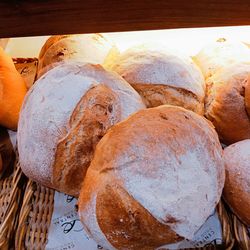 High angle view of bread for sale in store