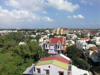 High angle view of townscape against sky